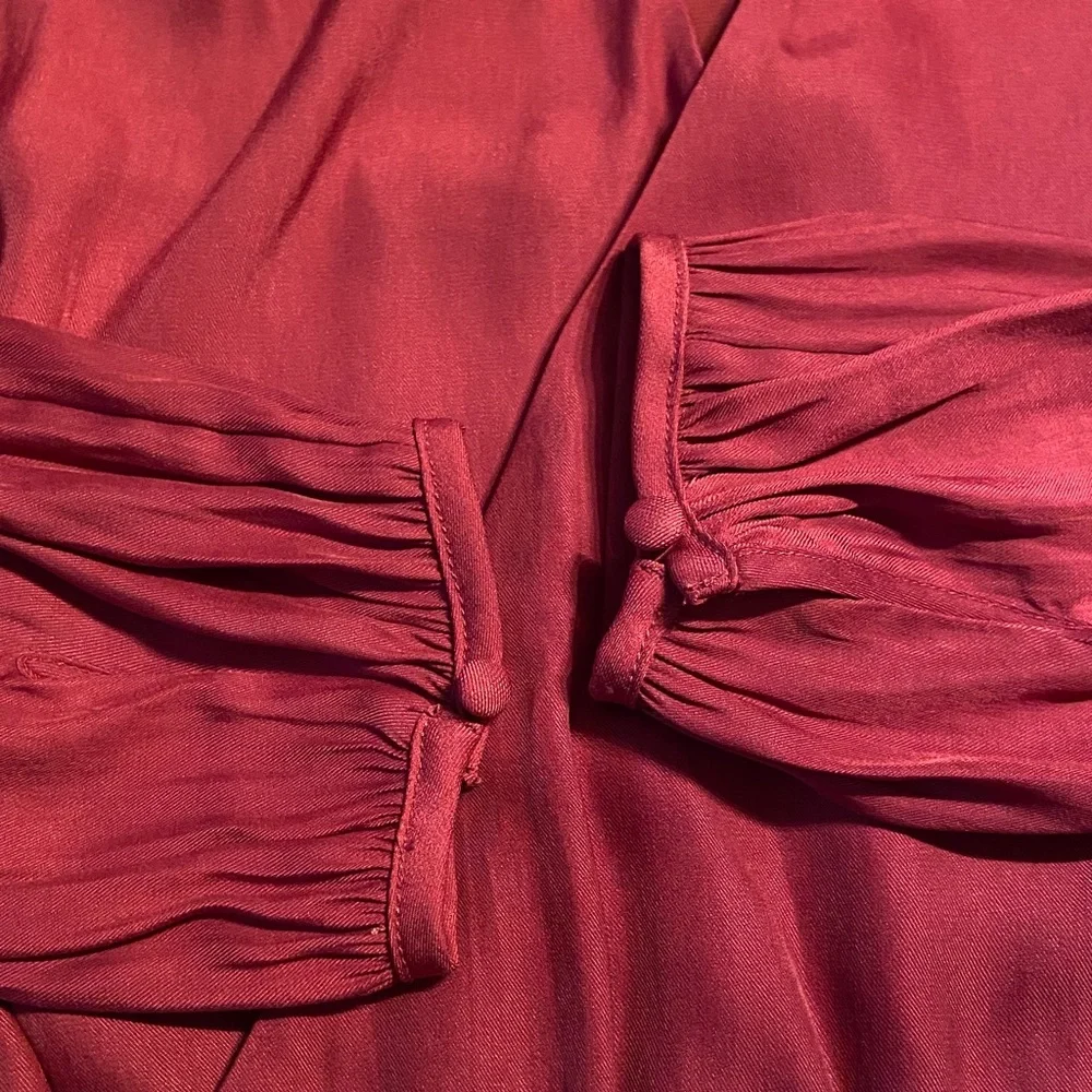 Sale! Banana Republic Deep Red Silky Wrap Blouse. Size S. NWT - Picture 7 of 11